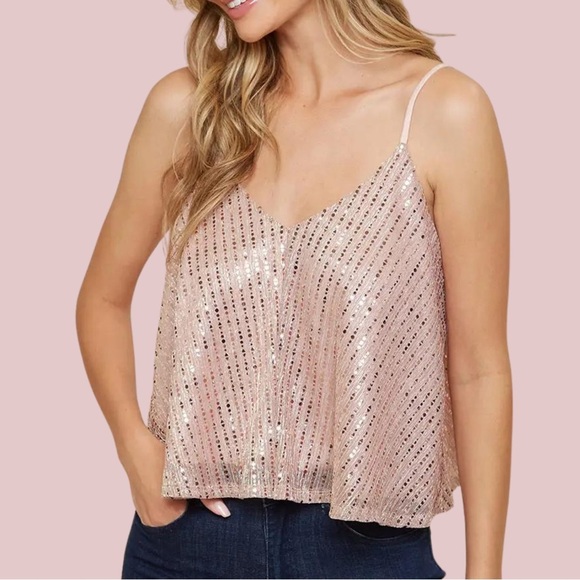 Tops - Sparkly Sequin Pink Cami Top